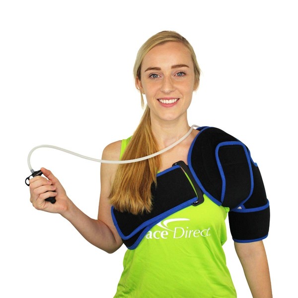 Cryotherapy with Adjustable Compression Air Pump Shoulder Wrap with Ice Pack for Shoulder Pain Relief, Injuries, Surgery and Arthritis and Faster Recovery by Brace Direct
