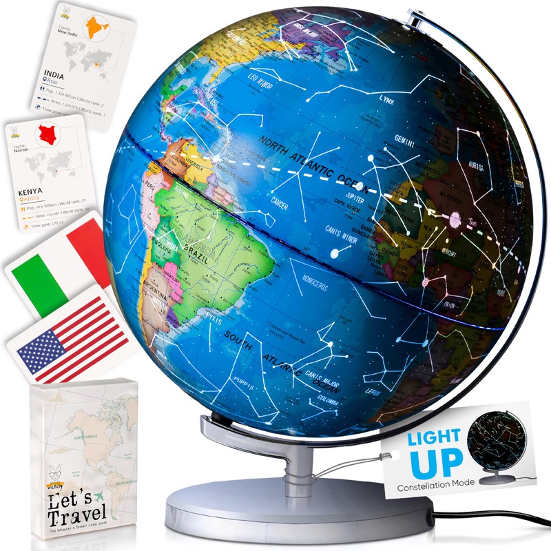SMART WALLABY 9" Illuminated Educational Kids World Globe + STEM