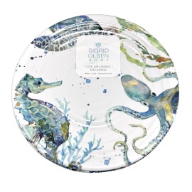 Sigrid Olsen x4 Sigrid Olsen Sea Turtle Melamine Salad Plate Set Octopus Seahorse Watercolor