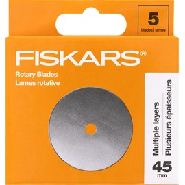 Fiskars 45mm Rotary Blades (5 Pack) - Rotary Cutter Blade Replacement - Crafts, Sewing, and Quilting Projects - Grey