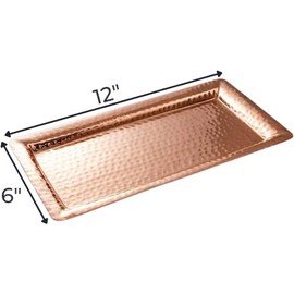 Monarch Abode Decorative Tray – 12-Inch Hand Hammered Copper Plated Metal Bathroom Tray Countertop, Vanity Trays Organizer, Perfume Plate for Dresser, Kitchen Countertop Small Fruit Platter