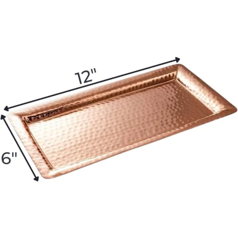 Monarch Abode Decorative Tray – 12-Inch Hand Hammered Copper Plated