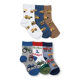 Jefferies Socks Boys Farm/Construction Pattern Socks 6 Pair Pack (Toddler - USA Shoe 3-7 - Age 1-2 Years)