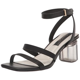 Franco Sarto Womens Lisa Strappy Heeled Sandal, Black Leather, 7.5 US