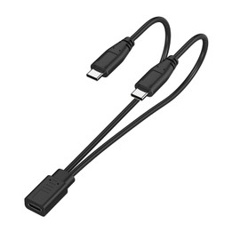 2-in-1 USB C Splitter Charge Cable, USB-C Female to 2 Type-C Male 1 in 2 Out Charging Cord, 1ft Short Charger Wire