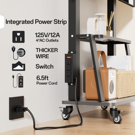 Duiliuu Mobile TV Cart with Power Outlet, Rolling TV Stand on Wheels for 32-75 inch Television, Mobile TV Stand Height Adjustable,15° Adjustable Viewing Angle,Max 130LBS, Vesa max 600×400