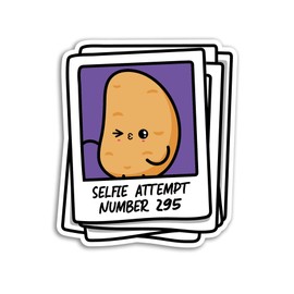 2 x 10cm Sarcasm Vinyl Stickers - Selfie Cute Potato Polaroid Cartoon Frame Self Deprecating Humour Insults Joke Funny Quote Sticker #79839