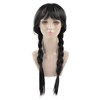 Black Long Double Braid Wig Synthetic Simulated Scalp Heat Resistant