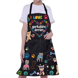 BNQL Yorkshire Terrier Apron Yorkie Dog Lover Gifts Yorkshire Terrier Kitchen Cooking Apron with Pockets Yorkie Mom Dad Gift (Yorkshire Terrier Apron)