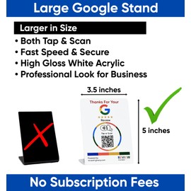 Google Review Stand (1 Stand) - Large Size - Reusable Smart Tap NFC & QR Code Stand - Zappy Speed & Pop - Simple Setup - Boost My Review Google Stand for Business - by Review Highway