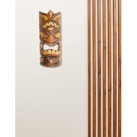 Artisanal Tiki Mask Height 30 cm Wooden Traditional Style Decorative Wall Ethnic