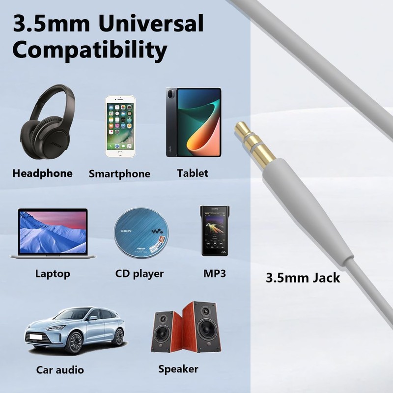 Niukeke Replacement Audio Cable Aux Cord, 3.5mm to 2.5mm Aux