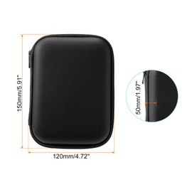 PATIKIL 5.91x4.72" Electronic Organizer Case, 1Pcs EVA Hard Waterproof Rectangle Travel Carrying Case with Zipper for Digital Multimeter, Camera, Charger Cord, Earphone, Black