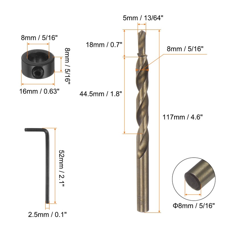 HARFINGTON Pocket Hole Drill Bit 5/16" Dia 13/64" Tip Round