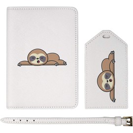 Azeeda 'Sleeping Sloth' Passport Cover & Luggage Tag Travel Set (PA00023933)