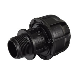 Agora-Tec PE Fitting Coupling 25 mm x 3/4 Inch Male Thread (26.4 mm) for PE Pipe 25 mm Black