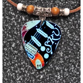 Handmade Stevie Ray Vaughn Aluminum Guitar Pick Necklace