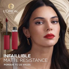 Labial Liquido Infallible Le Matte Resistance, hasta 16 horas de Duración con Ácido Hialurónico y acabado Mate Aterciopelado de L'Oreal Paris