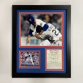 Legends Never Die Nolan Ryan- Texas Rangers Legend- Fight vs. Robin Ventura Collectible | Framed Photo Collage Decor - 12"x15" | Legends Never Die Black