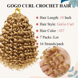 GoGo Curl Crochet Hair for Women 10 Inch Curly Crochet Hair Water Wave Curly Crochet Braids for Women 7 Packs Deep Wave Braiding Hair Extensions