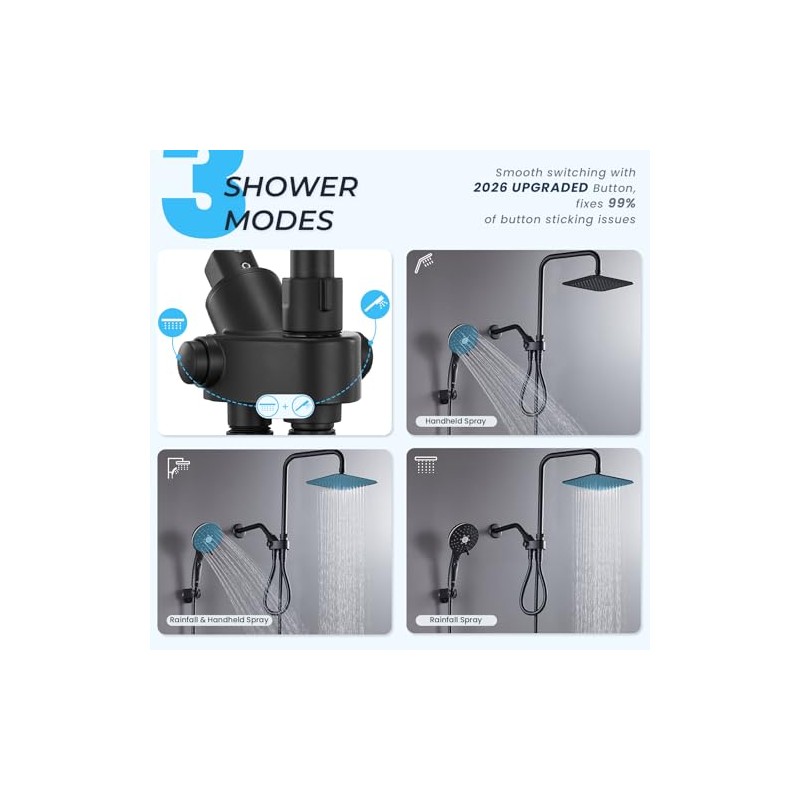 Ryamen Dual Shower Head Combo, 8'' High Pressure Rain Shower