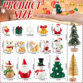 Sawysine 64 Pcs Christmas Miniatures Figurines Santa Xmas Garden Miniature Ornaments Kit Snowman Fairy Resin Ornaments Pine Tree for Garden Accessories(Christmas Animals)