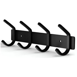 TOJ Living Wall Coat Rack, 30 cm, 8 Hooks, Coat Hooks, Coat Hooks, Wall Mounted Coat Rack, Wall Mounting, Wall Hook, Stainless Steel, Black