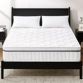 Puzdaz Full Mattress 10 Inch Hybrid Mattress - Medium Firm, Pocket Spring & Foam, White, Full Size - CertiPUR-US Certified