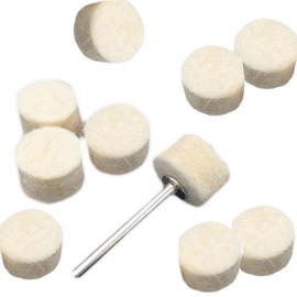 Woll-Polierscheiben, 13 mm, feiner Wollfilz, Set mit 3,2 mm Schaft, für Metall, Schmuck, Glas, Keramik, 10 Stück