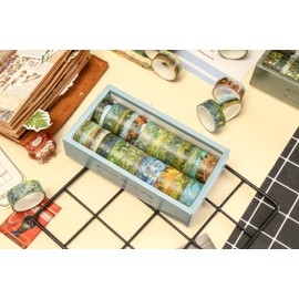 Songdao Washi Tape Impressionism 20 Rolls Set | Gold Foil Filled Oil Painting Masking Tape by Van Gogh Monet Famous Art Series / Perfect for Notebooks, Scrapbooking, DIY, Gift Wrapping | 0.6 in x 6.6 ft (15 mm x 2 m) Each (Gogh Starry Night Series)