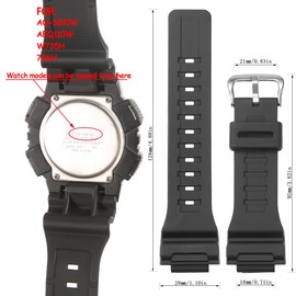 Resin strap Compatible with Casio AEQ110BW AQ-S810 W735H AQ-S800W watch band metal buckle replacement wristband (silvery metal buckle)