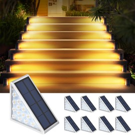 AUDLES 8PK Solar Step Lights, Outdoor Decor Stair Lights Deck Light Waterproof IP67 Solar Lights for Deck, Yard, Patio, Garden, Walkways, Front Door, Pathway, Driveway, Porch