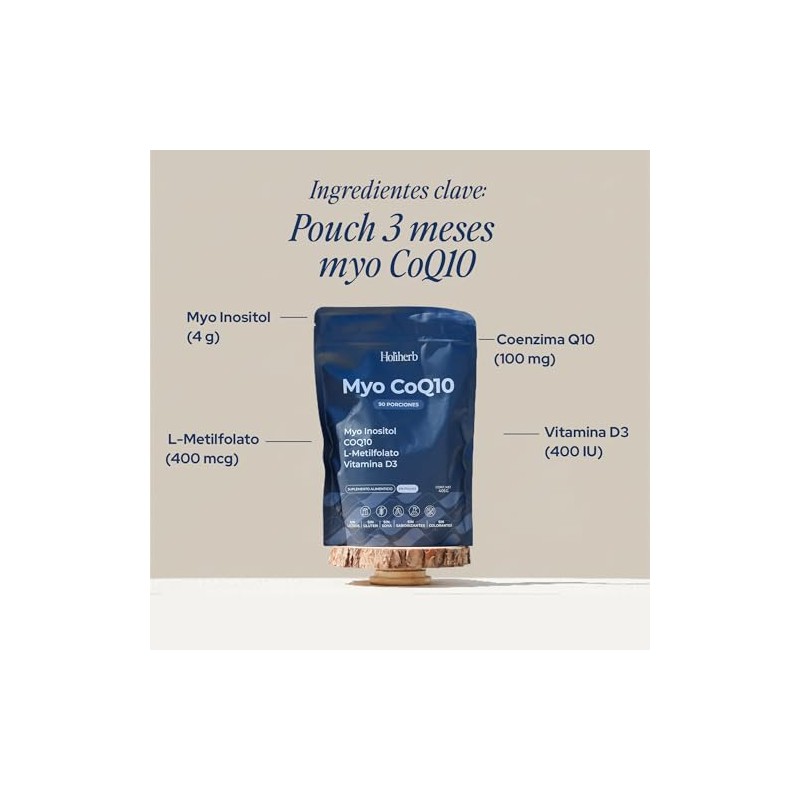 Holiherb Myo Inositol Metil Folato Coq10 100mg Suplemento Polvo Rinde