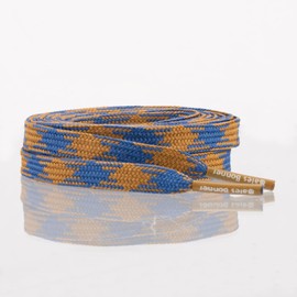 Lilybekind 5/16" Classic Multicolor Shoe Laces 51" Colorful Flat Shoelaces Checkered Replacement Shoestrings for Athletic Shoes Sneakers (Navy blue brown)