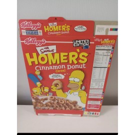 Kellogg Homer Cinnamon Donuts cereal box flat 2001 Kellogg’s Empty Box Rare Bin18