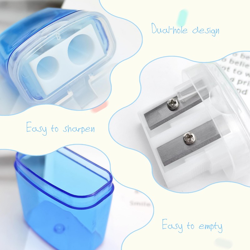 Cretty-Meet 4 PCS Handheld Pencil Sharpeners with Lid, Multicolor Dual