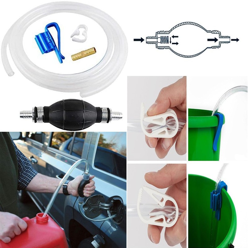 Gasoline Siphon Hose Pump, Hand Siphon Pump for Gasoline Transfer,