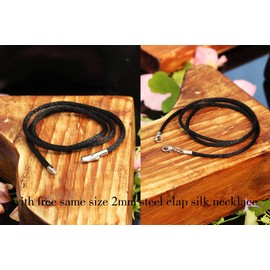 Findout Handmade 3mm Black Silk Cord Chain Necklace with Stainless Steel Bayonet Clasp - Unisex Soft and Smooth Silk Chain for Women Men -14-36 Inch(20 inches)