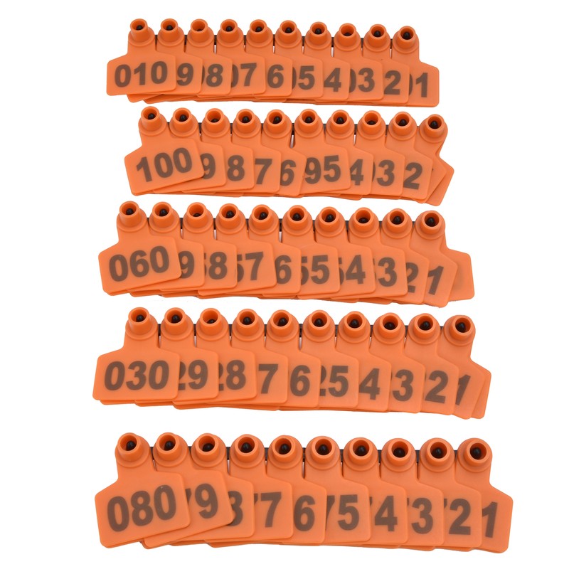 100Pcs TPU Pig Cow Ear Tag with Number 001‑100 Ear