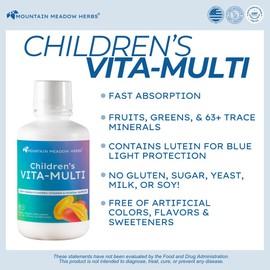 Mountain Meadow Herbs Children's Vita-Multi: Blended Vitamin & Mineral Supplement - Fast Absorbing Liquid Kids Vitamins with Fruits, Greens, and Eye-Protecting Lutein (16 oz.)