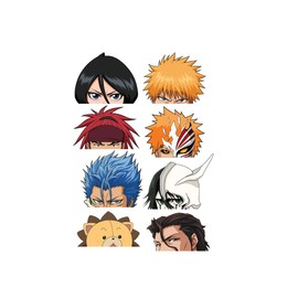 Bleach 8 mini Stickers Pack Peeker Anime Manga Decal Stickers, Ideal for Cars, Laptop, Skateboard, Wall Décor, UV Resistant 1.5'' x 2.5''