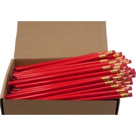 Recycled Newspaper Pencil (Red) (Full Size Round Painted Pencils) (Earth Friendly Pencil) (Latex Free Eraser) (HB Number 2 Lead) (Box of 144)