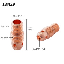 Welding Knight TIG Collet Body 13N29 (1/8"&3.2mm Orifice) for TIG Welding Torch 9, 20 & 25 Series Consumables Collet Body 5Pcs