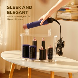 LifeLAZA Acrylic Holder and Organizer Compatible with Airwrap of Dyson and Airwrap Attachments, Airwrap Stand Storage, Countertop Airwrap Styler Rack Compatible with Airwrap Accessories