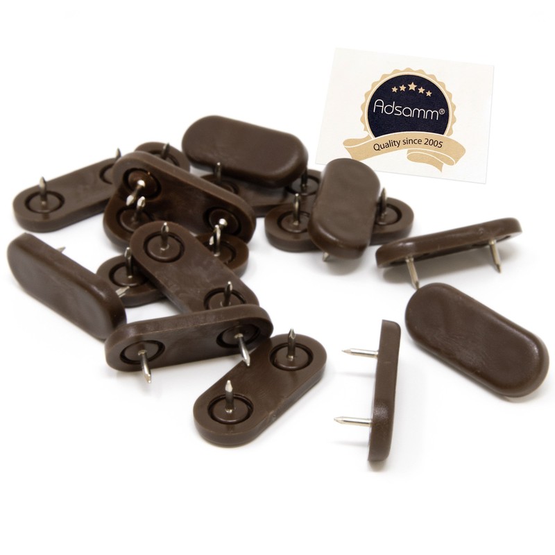 Adsamm® 16 x plastic glides with 2 nails, brown, 18