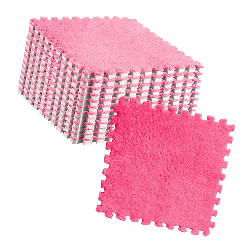 10pcs Plush Puzzle Floor Foam Mat Tiles Fluffy Cuttable Anti