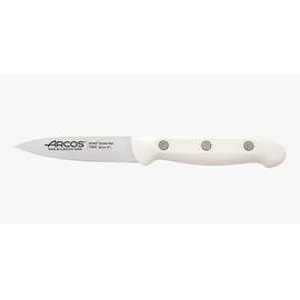 Arcos Coltello per Sbucciare in Acciaio Inossidabile Nitrum, Manico Ergonomico in Polipropilene, Ideale per Frutta e Verdura, Lama da 80 mm, Bianco, Serie Artika