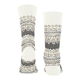 FALKE Mens Aspen Socks Breathable Climate Regulating Odour Inhibiting Wool Cashmere Patterned 1 Pair, White (off-white 2040)