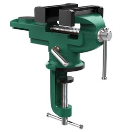 Nuovoware Table Vise 3 Inch, 360° Swivel Base Universal Home Vise Portable Bench Clamp, Clamp-on Vise Bench Clamps Fixed Tool for Woodworking, Metalworking, Cutting Conduit,Drilling,Sawing, Army Green