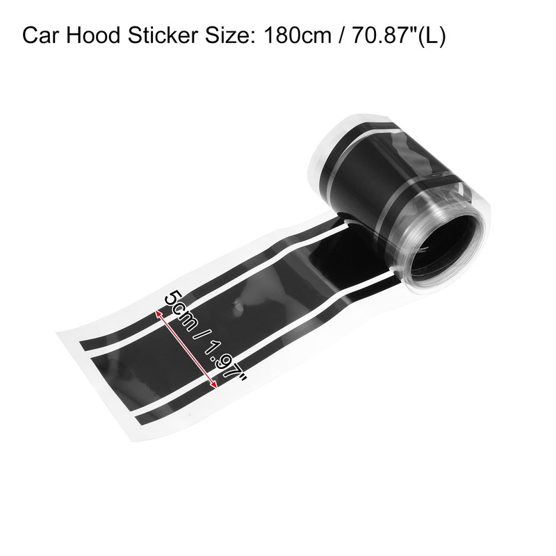 A ABSOPRO Car Bonnet Striped Pattern Outdoor Sticker Replacement Black